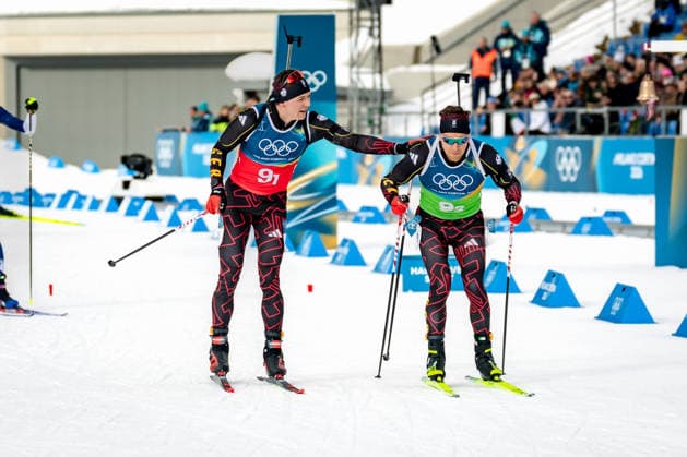 OLYMPICS - Winter Olympic Games, Olympische Spiele, Olympia, OS Milano Cortina 2026 ANTHOLZ,ITALY,08.FEB.26 - OLYMPICS, BIATHLON - Winter Olympic Games Milano Cortina 2026, mixed relay, 4x6km. Image shows Justus Strelow and Philipp Nawrath (GER).  GEPAxpictures xMatthiasxTrinkl