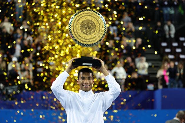 TENNIS : Finale Open Occitanie ATP, Tennis Herren 250 - 08 02 2026 Felix AUGER-ALIASSIME (CAN) vainqueur de la finale 2026 de l™Open Occitanie ATP 250 a la Sud de France Arena de Montpellier, le 8 fevrier 2026. MontpellierFrance  Copyright: xValentinaxClaretx