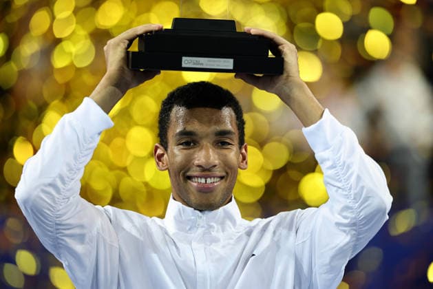 TENNIS : Finale Open Occitanie ATP, Tennis Herren 250 - 08 02 2026 Felix AUGER-ALIASSIME (CAN) vainqueur de la finale 2026 de l™Open Occitanie ATP 250 a la Sud de France Arena de Montpellier, le 8 fevrier 2026. MontpellierFrance  Copyright: xValentinaxClaretx