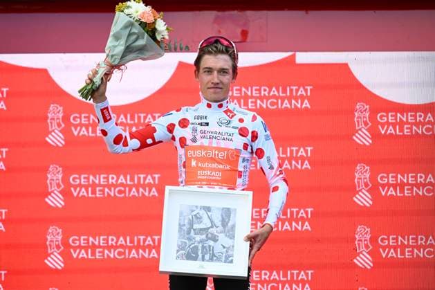 Tour of Valencia 2026 Stage 5 VALENCIA, SPAIN - FEBRUARY 08 : Van Der Tuuk Danny (NED) of Euskaltel Euskadi pictured with the polka dot jersey during the podium ceremony of stage 5 of the 77th edition of Volta a la Comunitat Valenciana an UCI ProSeries 2.Pro cycling road race stage for Men Elite of 93.8 km with start in Betera and finish in Valencia on February 8, 2026 in Valencia, Spain, 08 02 2026 Valencia Spain  Copyright: xVincentxKalutx