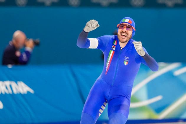 2026-02-08 - Milano Cortina 2026 Winter Olympics 5000m Men MILAN, ITALY - FEBRUARY 8: Davide Ghiotto of Italy during the 5000m Men on day 3 of the Milano Cortina 2026 Winter Olympics at the Milano Speed skating, Eisschnelllauf Arena on February 8, 2026 in Milan, Italy Milan Milano Speed Skating Arena Italy Content not available for redistribution in The Netherlands directly or indirectly through any third parties. Copyright: xAndrexWeeningx