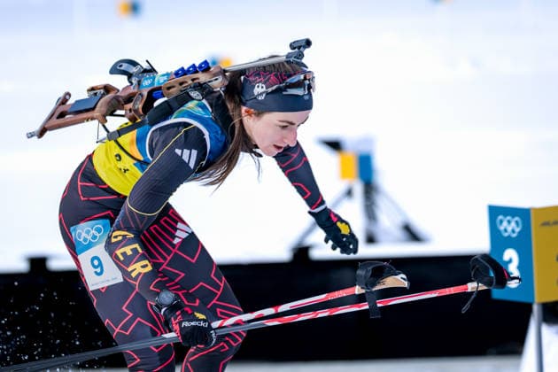 OLYMPICS - Winter Olympic Games, Olympische Spiele, Olympia, OS Milano Cortina 2026 ANTHOLZ,ITALY,08.FEB.26 - OLYMPICS, BIATHLON - Winter Olympic Games Milano Cortina 2026, mixed relay, 4x6km. Image shows Vanessa Voigt (GER).  GEPAxpictures xMatthiasxTrinkl