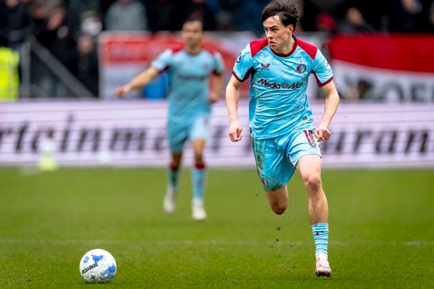SC Feyenoord Rotterdam forwarder Leo Sauer during the match FC Utrecht vs SC Feyenoord Rotterdam at the Stadium de Galgenwaard for the Dutch Vriendenloterij Eredivisie season 2025-2026 in UTRECHT, Netherlands on 8 february 2026, (Photo by Marcel van Dorst EYE4IMAGES) - *** SC Feyenoord Rotterdam forwarder Leo Sauer during the match FC Utrecht vs SC Feyenoord Rotterdam at the Stadium de Galgenwaard for the Dutch Vriendenloterij Eredivisie season 2025 2026 in UTRECHT, Netherlands on 8 february 2026, Photo by Marcel van Dorst EYE4IMAGES