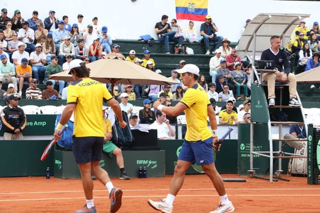 COPA DAVIS DOBLES ECUADOR VS AUSTRALIA Quito, domingo 8 de febrero del 2026 Copa Davis, primera ronda de clasificacion entre Ecuador vs. Australia, en el Quito Tenis Golf Club. Dobles Diego Hidalgo y Gonzalo Escobar (ECU) VS. Jordan Thompson y Rinky Hijikata (AUS ) Fotos : API Rolando Enriquez Quito Pichincha Ecuador Copyright: xROLANDOxENRIQUEZx