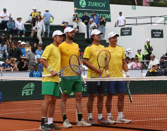 COPA DAVIS DOBLES ECUADOR VS AUSTRALIA Quito, domingo 8 de febrero del 2026 Copa Davis, primera ronda de clasificacion entre Ecuador vs. Australia, en el Quito Tenis Golf Club. Dobles Diego Hidalgo y Gonzalo Escobar (ECU) VS. Jordan Thompson y Rinky Hijikata (AUS ) Fotos : API Rolando Enriquez Quito Pichincha Ecuador Copyright: xROLANDOxENRIQUEZx