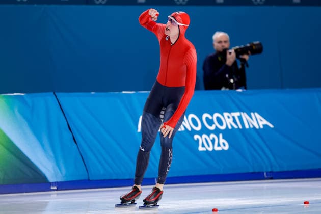 2026-02-08 Speed skating, Eisschnelllauf - Milano Cortina 2026 Winter Olympics - Day 2 MILAN, ITALY - FEBRUARY 8: Sander Eitrem of Norway reacts after competing in the Men s 5000m during Day 2 of Speed Skating - Milano Cortina 2026 Winter Olympics at Milano Speed Skating Stadium on February 8, 2026 in Milan, Italy. (Photo by Joris Verwijst BSR Agency) Milan Italy Content not available for redistribution in The Netherlands directly or indirectly through any third parties. Copyright: xBSRxAgencyx