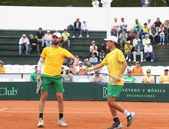 COPA DAVIS DOBLES ECUADOR VS AUSTRALIA Quito, domingo 8 de febrero del 2026 Copa Davis, primera ronda de clasificacion entre Ecuador vs. Australia, en el Quito Tenis Golf Club. Dobles Diego Hidalgo y Gonzalo Escobar (ECU) VS. Jordan Thompson y Rinky Hijikata (AUS ) Fotos : API Rolando Enriquez Quito Pichincha Ecuador Copyright: xROLANDOxENRIQUEZx