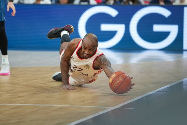 Basketball: easyCredit BBL, 19. Spieltag, MLP Academics Heidelberg - FC Bayern München Basketball am 08.02.2026 in Heidelberg (SNP Dome), Deutschland, Saison 2025 2026: Isiaha Mike (22, FCB) im Fokus. Heidelberg SNP Dome Deutschland Copyright: xChristophxKinzingerx