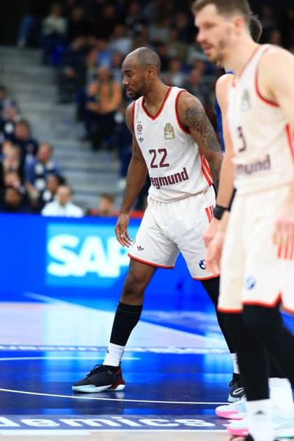 RECORD DATE NOT STATED Szene mit Isiaha Mike (22; FC Bayern Basketball) und 3; FC Bayern Basketball auf dem Spielfeld easyCredit BBL: MLP Academics Heidelberg – FC Bayern München Basketball - 08.02.2026 Copyright: xMichaelxGelhardtx
