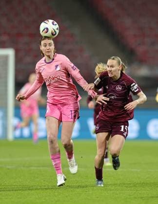 08.02.2026 - Fussball - Saison 2025 2026 - 1. Frauen - Fussball - Bundesliga - 17. Spieltag: 1. FC Nürnberg FCN ( Club ) - TSG 1899 Hoffenheim - Sportfoto Zink DaMa - xdaxmax - Lisa Doorn (14, TSG Hoffenheim ) Emöke Emoeke Papai (15, 1. FC Nürnberg FCN )