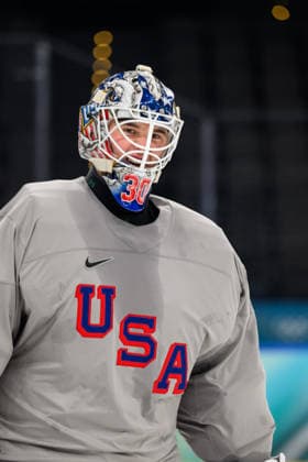260208 Goaltender Jake Oettinger of USA at an Ice hockey, Eishockey practice session during day 2 of the 2026 Winter Olympics on February 8, 2026 in Milan. Photo: Carl Sandin BILDBYRAN kod CS CS0859 ishockey ice hockey Olympic Games, Olympische Spiele, Olympia, OS olympics winter olympics os ol olympiska spel vinter-os olympiske leker milano cortina 2026 milan cortina 2026 milano cortina 2026 olympic games milano cortina 2026 winter olympic games milano cortina-os milano cortina-ol vinter-ol 2 bbeng usa *** 260208 Goaltender Jake Oettinger of USA at an ice hockey practice session during day 2 of the 2026 Winter Olympics on February 8, 2026 in Milan Photo Carl Sandin BILDBYRAN kod CS CS0859 ishockey ice hockey olympic games olympics winter olympics os ol olympiska spel vinter os olympiske leker milano cortina 2026 milan cortina 2026 milano cortina 2026 olympic games milano cortina 2026 winter olympic games milano cortina os milano cortina ol vinter ol 2 bbeng usa  Copyright: CARLxSANDIN BB260208CS131