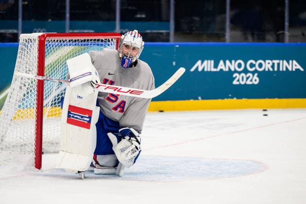 260208 Goaltender Jeremy Swayman of USA at an Ice hockey, Eishockey practice session during day 2 of the 2026 Winter Olympics on February 8, 2026 in Milan. Photo: Carl Sandin BILDBYRAN kod CS CS0859 ishockey ice hockey Olympic Games, Olympische Spiele, Olympia, OS olympics winter olympics os ol olympiska spel vinter-os olympiske leker milano cortina 2026 milan cortina 2026 milano cortina 2026 olympic games milano cortina 2026 winter olympic games milano cortina-os milano cortina-ol vinter-ol 2 bbeng usa *** 260208 Goaltender Jeremy Swayman of USA at an ice hockey practice session during day 2 of the 2026 Winter Olympics on February 8, 2026 in Milan Photo Carl Sandin BILDBYRAN kod CS CS0859 ishockey ice hockey olympic games olympics winter olympics os ol olympiska spel vinter os olympiske leker milano cortina 2026 milan cortina 2026 milano cortina 2026 olympic games milano cortina 2026 winter olympic games milano cortina os milano cortina ol vinter ol 2 bbeng usa  Copyright: CARLxSANDIN BB260208CS132