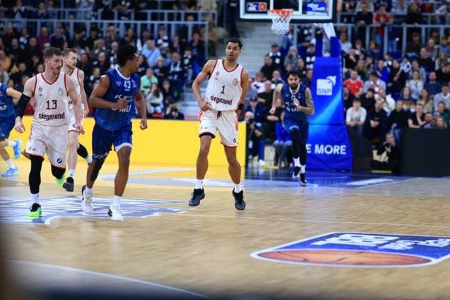 RECORD DATE NOT STATED Szene mit Oscar da Silva (1; FC Bayern Basketball), Niels Giffey (5; FC Bayern Basketball), Andreas Obst (13; FC Bayern Basketball) und Marcel Keßen (15; MLP Academics Heidelberg) auf dem Spielfeld easyCredit BBL: MLP Academics Heidelberg – FC Bayern München Basketball - 08.02.2026 Copyright: xMichaelxGelhardtx