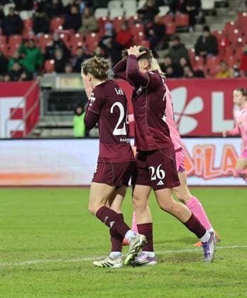 08.02.2026 - Fussball - Saison 2025 2026 - 1. Frauen - Fussball - Bundesliga - 17. Spieltag: 1. FC Nürnberg FCN ( Club ) - TSG 1899 Hoffenheim - Sportfoto Zink DaMa - xdaxmax - Nastassja Lein (24, 1. FC Nürnberg FCN ) Aneta Polaskova (26, 1. FC Nürnberg FCN ) enttäuscht Enttäuschung