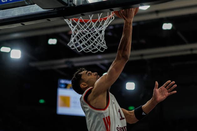 easycredit BBL, MLP Academics Heidelberg - FC Bayern München Basketball, 08.02.2026 Oscar da Silva (FC Bayern München Basketball, 1) mit einem Korbleger Spiel der easycredit BBL MLP Academics Heidelberg - FC Bayern München Basketball; am 19. Spieltag der Saison 25 26 im SNP Dome in Heidelberg am 08.02.2026 Copyright: xBEAUTIFULxSPORTS Hahnex