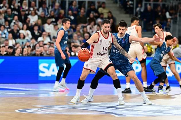 RECORD DATE NOT STATED Szene mit Stefan Jovic (16; FC Bayern Basketball) und Dusan Neskovic (7; MLP Academics Heidelberg) sowie Justinian Jessup (10; FC Bayern Basketball), Kevin McClain (3; MLP Academics Heidelberg) und Ryan Mikesell (33; MLP Academics Heidelberg) in Aktion easyCredit BBL: MLP Academics Heidelberg – FC Bayern München Basketball - 08.02.2026 Copyright: xMichaelxGelhardtx