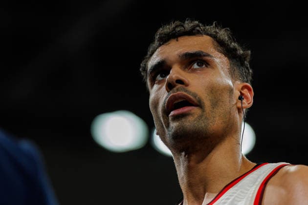 easycredit BBL, MLP Academics Heidelberg - FC Bayern München Basketball, 08.02.2026 Oscar da Silva (FC Bayern München Basketball, 1) beim Halbzeitinterview Spiel der easycredit BBL MLP Academics Heidelberg - FC Bayern München Basketball; am 19. Spieltag der Saison 25 26 im SNP Dome in Heidelberg am 08.02.2026 Copyright: xBEAUTIFULxSPORTS Hahnex