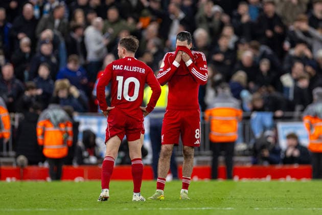 Football - FA Premier League - Liverpool FC v Manchester City FC LIVERPOOL, ENGLAND - Sunday, February 8, 2026: Liverpool s Dominik Szoboszlai reacts to receiving a red card for a shirt pull on Manchester City s Erling Haaland during the FA Premier League match between Liverpool FC and Manchester City FC at Anfield. (Photo by David Rawcliffe Propaganda) LIVERPOOL Anfield MERSEYSIDE ENGLAND  Copyright: xDavidxRawcliffex P2026-02-08-Liverpool_Man_City-147