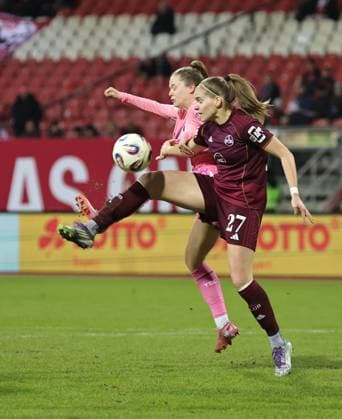 08.02.2026 - Fussball - Saison 2025 2026 - 1. Frauen - Fussball - Bundesliga - 17. Spieltag: 1. FC Nürnberg FCN ( Club ) - TSG 1899 Hoffenheim - Sportfoto Zink DaMa - xdaxmax - Valesca Ampoorter (18, TSG Hoffenheim ) Beatrix Fördös Foerdoes (27, 1. FC Nürnberg FCN )