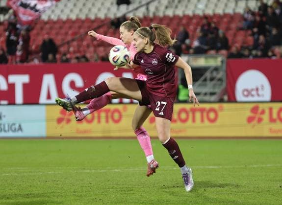 08.02.2026 - Fussball - Saison 2025 2026 - 1. Frauen - Fussball - Bundesliga - 17. Spieltag: 1. FC Nürnberg FCN ( Club ) - TSG 1899 Hoffenheim - Sportfoto Zink DaMa - xdaxmax - Valesca Ampoorter (18, TSG Hoffenheim ) Beatrix Fördös Foerdoes (27, 1. FC Nürnberg FCN )