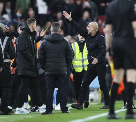 Liverpool v Manchester City, FA Premier League 08.02.26 Liverpool v Manchester City, FA Premier League Bradley Ormesher The Times Pep Guardiola manager of Manchester City after diassalowed goal in injury time  Copyright: xBradleyxOrmesherx NINTCHDBPICT001057469719