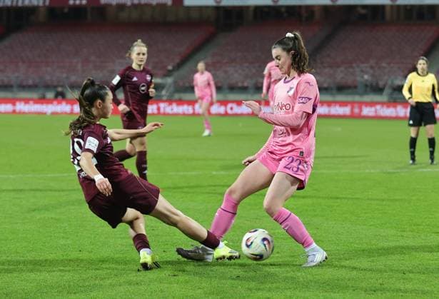 08.02.2026 - Fussball - Saison 2025 2026 - 1. Frauen - Fussball - Bundesliga - 17. Spieltag: 1. FC Nürnberg FCN ( Club ) - TSG 1899 Hoffenheim - Sportfoto Zink DaMa - xdaxmax - Maelle Seguin (28, 1. FC Nürnberg FCN ) Chiara Marie Hahn (23, TSG Hoffenheim )