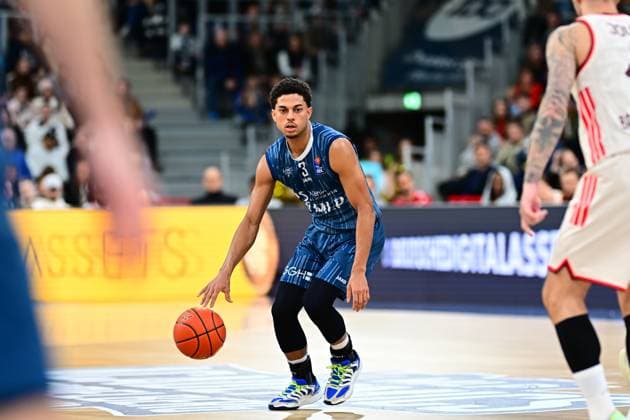 RECORD DATE NOT STATED Spielaktion mit Kevin McClain (3; MLP Academics Heidelberg) auf dem Spielfeld easyCredit BBL: MLP Academics Heidelberg – FC Bayern München Basketball - 08.02.2026 Copyright: xMichaelxGelhardtx