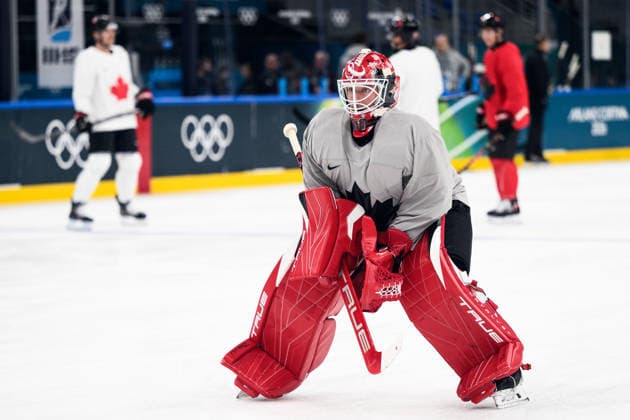 260208 Goaltender Jordan Binnington of Canada at an Ice hockey, Eishockey practice session during day 2 of the 2026 Winter Olympics on February 8, 2026 in Milan. Photo: Carl Sandin BILDBYRAN kod CS CS0860 ishockey ice hockey Olympic Games, Olympische Spiele, Olympia, OS olympics winter olympics os ol olympiska spel vinter-os olympiske leker milano cortina 2026 milan cortina 2026 milano cortina 2026 olympic games milano cortina 2026 winter olympic games milano cortina-os milano cortina-ol vinter-ol 2 bbeng *** 260208 Goaltender Jordan Binnington of Canada at an ice hockey practice session during day 2 of the 2026 Winter Olympics on February 8, 2026 in Milan Photo Carl Sandin BILDBYRAN code CS CS0860 ice hockey olympic games olympics winter olympics os ol olympiska spel vinter os olympiske leker milano cortina 2026 milan cortina 2026 milano cortina 2026 olympic games milano cortina 2026 winter olympic games milano cortina os milano cortina ol vinter ol 2 bbeng  Copyright: CARLxSANDIN BB260208CS173