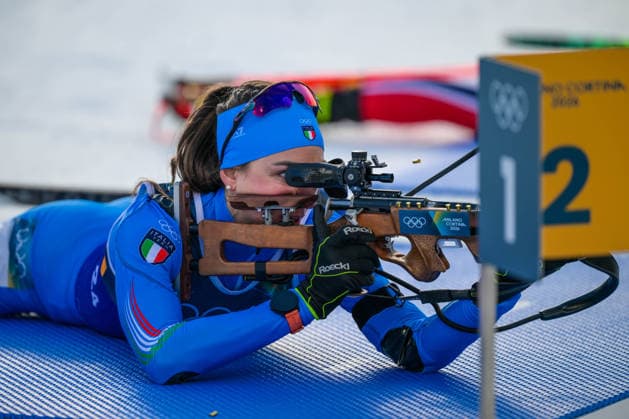 (260208) -- ANTERSELVA, Feb. 8, 2026 -- Lisa Vittozzi of Italy competes during the biathlon mixed relay 4 x 6km (M+W) at the Milan-Cortina 2026 Olympic Winter games, Winterspiele,Spiele, Summer games in Anterselva, Italy, Feb. 8, 2026. ) (MICO2026)ITALY-ANTERSELVA-OLYMPIC WINTER GAMES-BIATHLON-MIXED RELAY 4 x 6KM (M+W) JiangxHan 