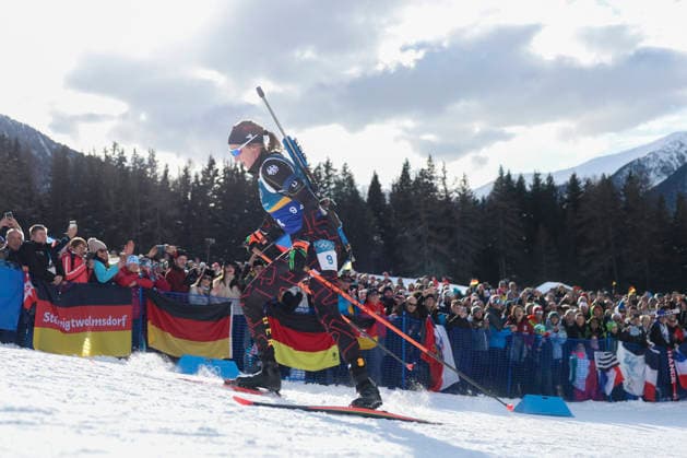(260208) -- ANTERSELVA, Feb. 8, 2026 -- Franziska Preuss of Germany competes during the biathlon mixed relay 4 x 6km (M+W) at the Milan-Cortina 2026 Olympic Winter games, Winterspiele,Spiele, Summer games in Anterselva, Italy, Feb. 8, 2026. ) (MICO2026)ITALY-ANTERSELVA-OLYMPIC WINTER GAMES-BIATHLON-MIXED RELAY 4 x 6KM (M+W) ZhangxTao 