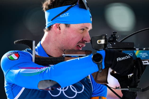 (260208) -- ANTERSELVA, Feb. 8, 2026 -- Tommaso Giacomel of Italy competes during the biathlon mixed relay 4 x 6km (M+W) at the Milan-Cortina 2026 Olympic Winter games, Winterspiele,Spiele, Summer games in Anterselva, Italy, Feb. 8, 2026. ) (MICO2026)ITALY-ANTERSELVA-OLYMPIC WINTER GAMES-BIATHLON-MIXED RELAY 4 x 6KM (M+W) JiangxHan 