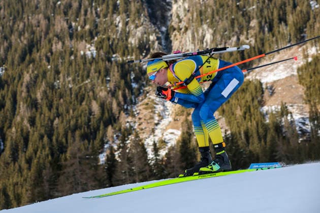 (260208) -- ANTERSELVA, Feb. 8, 2026 -- Olena Horodna of Ukraine competes during the biathlon mixed relay 4 x 6km (M+W) at the Milan-Cortina 2026 Olympic Winter games, Winterspiele,Spiele, Summer games in Anterselva, Italy, Feb. 8, 2026. ) (MICO2026)ITALY-ANTERSELVA-OLYMPIC WINTER GAMES-BIATHLON-MIXED RELAY 4 x 6KM (M+W) ZhangxTao 