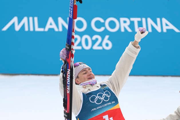 (260208) -- ANTERSELVA, Feb. 8, 2026 -- Eric Perrot of France celebrates after the biathlon mixed relay 4 x 6km (M+W) at the Milan-Cortina 2026 Olympic Winter games, Winterspiele,Spiele, Summer games in Anterselva, Italy, Feb. 8, 2026. ) (MICO2026)ITALY-ANTERSELVA-OLYMPIC WINTER GAMES-BIATHLON-MIXED RELAY 4 x 6KM (M+W) ZhangxTao 