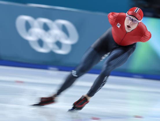 (260208) -- MILAN, Feb. 8, 2026 -- Sander Eitrem of Norway competes during the Speed skating, Eisschnelllauf men s 5000m match at the Milan-Cortina 2026 Olympic Winter games, Winterspiele,Spiele, Summer games in Milan, Italy, Feb. 8, 2026. ) (MICO2026)ITALY-MILAN-OLYMPIC WINTER GAMES-SPEED SKATING-MEN S 5000M LixJing 
