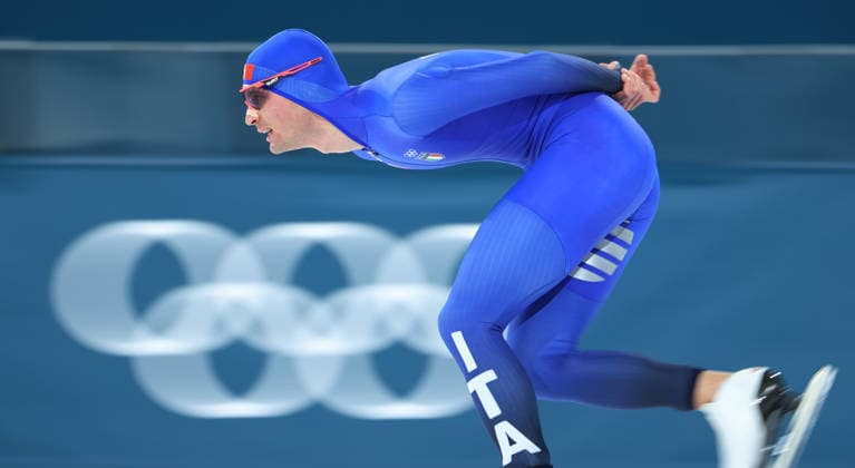 (260208) -- MILAN, Feb. 8, 2026 -- Riccardo Lorello of Italy competes during the Speed skating, Eisschnelllauf men s 5000m match at the Milan-Cortina 2026 Olympic Winter games, Winterspiele,Spiele, Summer games in Milan, Italy, Feb. 8, 2026. ) (MICO2026)ITALY-MILAN-OLYMPIC WINTER GAMES-SPEED SKATING-MEN S 5000M DuxXiaoyi 