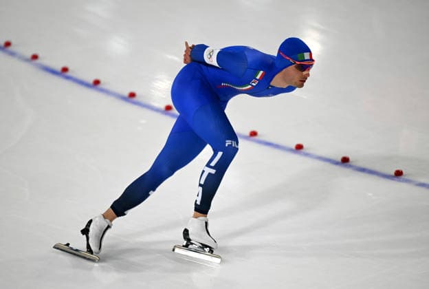 (260208) -- MILAN, Feb. 8, 2026 -- Riccardo Lorello of Italy competes during the Speed skating, Eisschnelllauf men s 5000m match at the Milan-Cortina 2026 Olympic Winter games, Winterspiele,Spiele, Summer games in Milan, Italy, Feb. 8, 2026. ) (MICO2026)ITALY-MILAN-OLYMPIC WINTER GAMES-SPEED SKATING-MEN S 5000M WuxWei 
