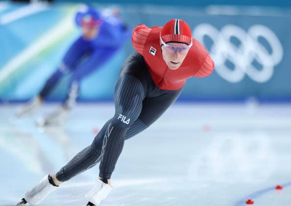 (260208) -- MILAN, Feb. 8, 2026 -- Peder Kongshaug of Norway competes during the Speed skating, Eisschnelllauf men s 5000m match at the Milan-Cortina 2026 Olympic Winter games, Winterspiele,Spiele, Summer games in Milan, Italy, Feb. 8, 2026. ) (MICO2026)ITALY-MILAN-OLYMPIC WINTER GAMES-SPEED SKATING-MEN S 5000M LixJing 