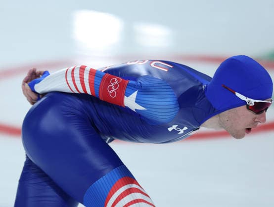 (260208) -- MILAN, Feb. 8, 2026 -- Casey Dawson of the United States competes during the Speed skating, Eisschnelllauf men s 5000m match at the Milan-Cortina 2026 Olympic Winter games, Winterspiele,Spiele, Summer games in Milan, Italy, Feb. 8, 2026. ) (MICO2026)ITALY-MILAN-OLYMPIC WINTER GAMES-SPEED SKATING-MEN S 5000M LixJing 