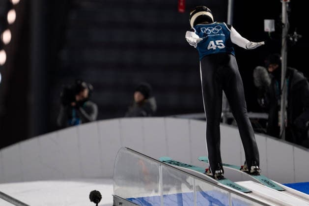 OLYMPICS - Winter Olympic Games, Olympische Spiele, Olympia, OS Milano Cortina 2026 VAL DI FIEMME,ITALY,08.FEB.26 - OLYMPICS, Ski jumping, Skispringen, Ski, nordisch - Winter Olympic Games Milano Cortina 2026, normal hill, men, training. Image shows Philipp Raimund (GER) and a drone.  GEPAxpictures xOliverxLerch