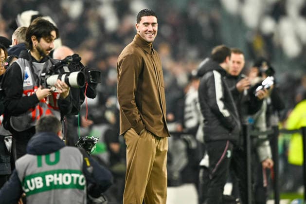 2026-02-08 Juventus FC v SS Lazio - Serie A TURIN, ITALY - FEBRUARY 8: Dusan Vlahovic of Juventus FC during the Serie A match between Juventus FC and SS Lazio at Allianz Stadium on February 8, 2026 in Turin, Italy. (Photo by Alberto Gandolfo BSR Agency) Turin Italy Content not available for redistribution in The Netherlands directly or indirectly through any third parties. Copyright: xBSRxAgencyx