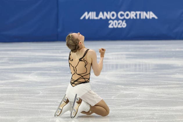 February 8, 2026, Milan, Lombardy, Italy: ANASTASIIA GUBANOVA of Georgia reacts after her performance in the Women s Single Skating free program of the Figure skating, Eiskunstlauf Team Event at the Milano Cortina 2026 Winter Olympic Games, Olympische Spiele, Olympia, OS Milan Italy - ZUMAc179 20260208_oly_c179_077 Copyright: xMickaelxChavetx