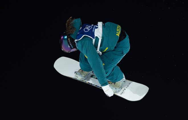 OLYMPICS - Winter Olympic Games, Olympische Spiele, Olympia, OS Milano Cortina 2026 LIVIGNO,ITALY,08.FEB.26 - OLYMPICS, SNOWBOARD - Winter Olympic Games Milano Cortina 2026, Big Air, qualification, women. Image shows Ally Hickman (AUS).  GEPAxpictures xHaraldxSteiner