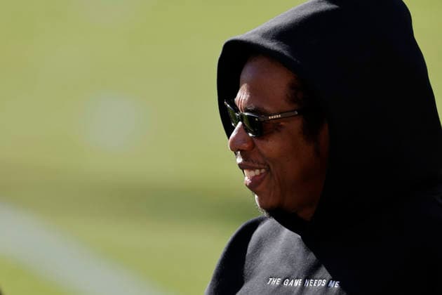 SANTA CLARA, CA - FEBRUARY 08: Jay-Z in attendance prior to the start of the Seattle Seahawks versus the New England Patriots Super Bowl LX game on February 8, 2026, at Levi s Stadium in Santa Clara, CA. (Photo by Bob Kupbens Icon Sportswire) NFL, American Football Herren, USA FEB 08 Super Bowl LX Seahawks vs Patriots EDITORIAL USE ONLY Icon2602084803