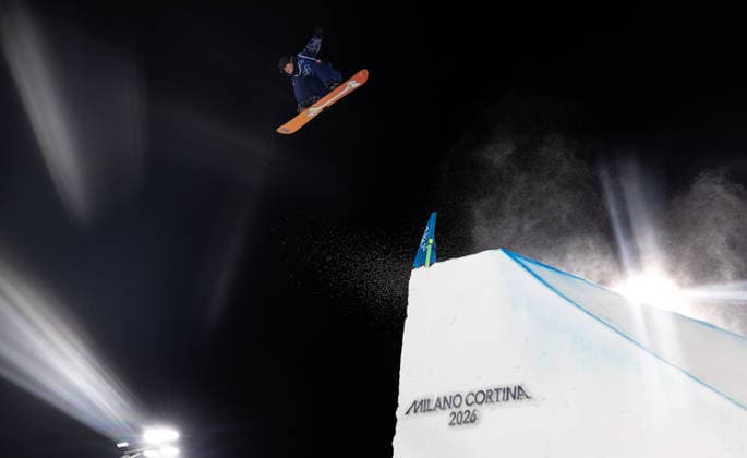 OLYMPICS - Winter Olympic Games, Olympische Spiele, Olympia, OS Milano Cortina 2026 LIVIGNO,ITALY,08.FEB.26 - OLYMPICS, SNOWBOARD - Winter Olympic Games Milano Cortina 2026, Big Air, qualification, women. Image shows Maisie Hill (GBR).  GEPAxpictures xHaraldxSteiner