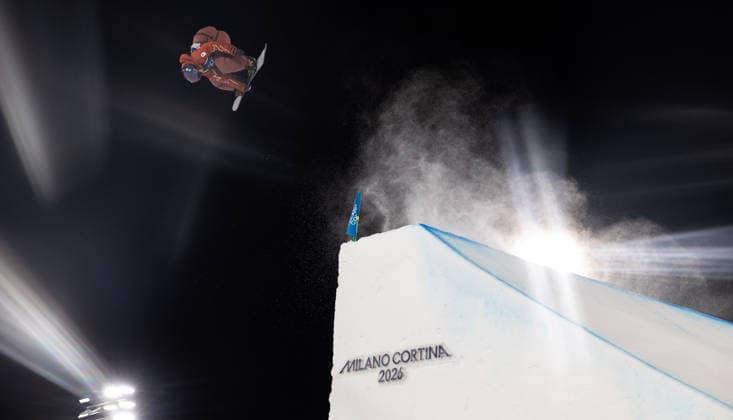 OLYMPICS - Winter Olympic Games, Olympische Spiele, Olympia, OS Milano Cortina 2026 LIVIGNO,ITALY,08.FEB.26 - OLYMPICS, SNOWBOARD - Winter Olympic Games Milano Cortina 2026, Big Air, qualification, women. Image shows Juliette Pelchat (CAN).  GEPAxpictures xHaraldxSteiner