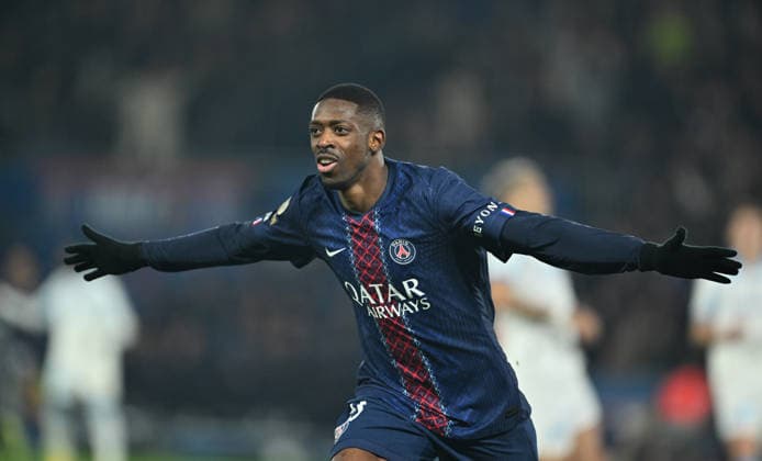 PSG v Olympique de Marseille: French Ligue 1 PARIS, FRANCE - FEBRUARY 08: Ousmane Dembele of Paris Saint - Germain celebrates after scoring during the French Ligue 1 (L1) football match between Paris Saint-Germain (PSG) and Olympique de Marseille at Parc des Princes stadium in Paris, France on February 08, 2026. Mustafa Yalcin Anadolu Paris France. Editorial use only. Please get in touch for any other usage.  Copyright: x2026xAnadoluxMustafaxYalcinx