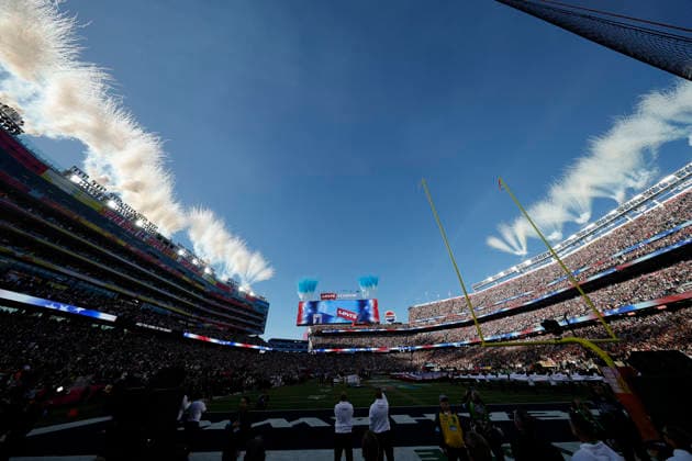 SANTA CLARA, CA - FEBRUARY 08: Fireworks at the conclusion of the National Anthem prior to the start of the Seattle Seahawks versus the New England Patriots Super Bowl LX game on February 8, 2026, at Levi s Stadium in Santa Clara, CA. (Photo by Bob Kupbens Icon Sportswire) NFL, American Football Herren, USA FEB 08 Super Bowl LX Seahawks vs Patriots Pregame EDITORIAL USE ONLY Icon2602086298