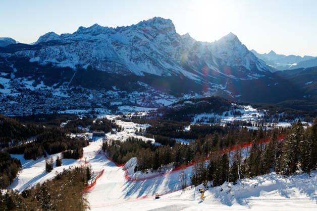 OLYMPICS - Winter Olympic Games, Olympische Spiele, Olympia, OS Milano Cortina 2026 CORTINA D AMPEZZO,ITALY,08.FEB.26 - OLYMPICS, ALPINE SKIING - Winter Olympic Games Milano Cortina 2026, downhill, women. Image shows an overview of the course.  GEPAxpictures xMaticxKlansek