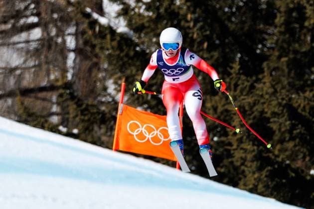 OLYMPICS - Winter Olympic Games, Olympische Spiele, Olympia, OS Milano Cortina 2026 CORTINA D AMPEZZO,ITALY,08.FEB.26 - OLYMPICS, ALPINE SKIING - Winter Olympic Games Milano Cortina 2026, downhill, women. Image shows Janine Schmitt (SUI).  GEPAxpictures xMaticxKlansek
