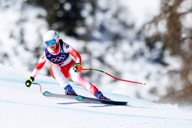 OLYMPICS - Winter Olympic Games, Olympische Spiele, Olympia, OS Milano Cortina 2026 CORTINA D AMPEZZO,ITALY,08.FEB.26 - OLYMPICS, ALPINE SKIING - Winter Olympic Games Milano Cortina 2026, downhill, women. Image shows Janine Schmitt (SUI).  GEPAxpictures xMaticxKlansek